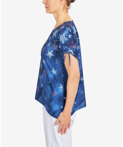 Petite Tie Dye Batik Star Top Navy $30.32 Tops