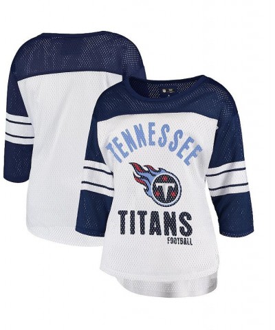 Women's White Navy Tennessee Titans First Team Three-Quarter Sleeve Mesh T-shirt White, Navy $25.91 Tops