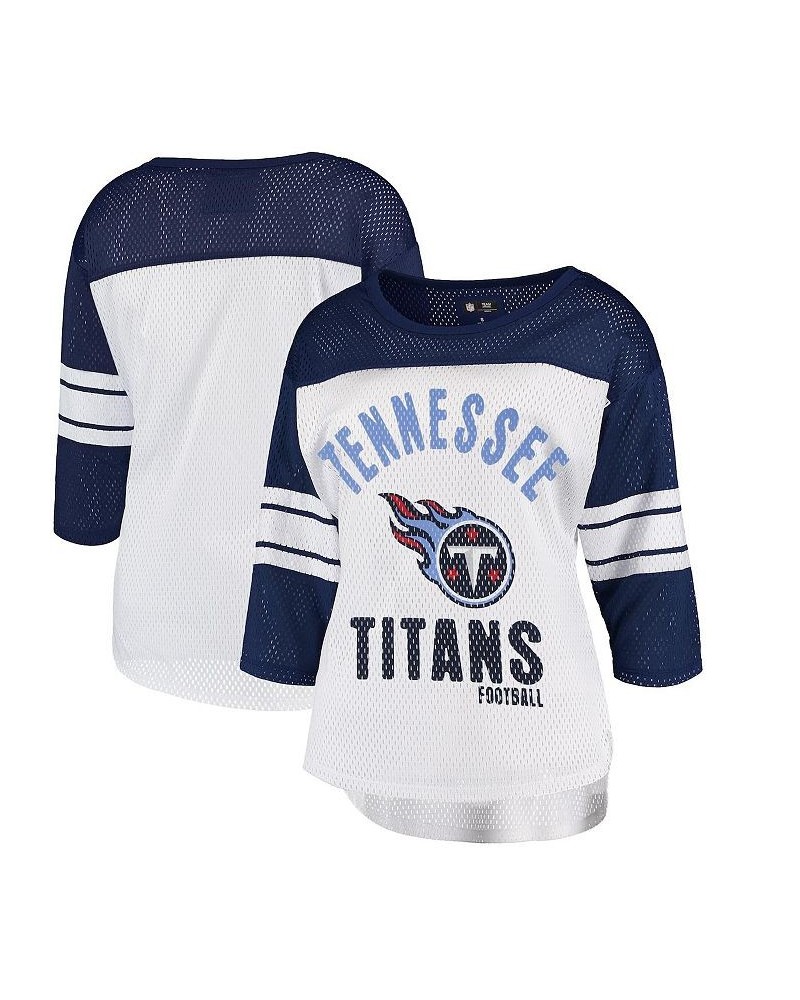 Women's White Navy Tennessee Titans First Team Three-Quarter Sleeve Mesh T-shirt White, Navy $25.91 Tops