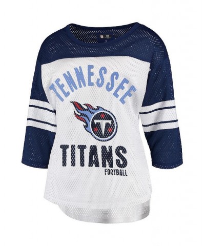 Women's White Navy Tennessee Titans First Team Three-Quarter Sleeve Mesh T-shirt White, Navy $25.91 Tops