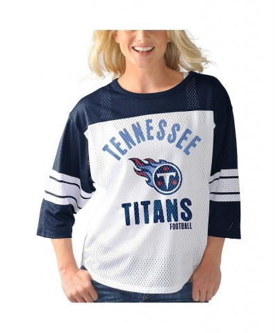 Women's White Navy Tennessee Titans First Team Three-Quarter Sleeve Mesh T-shirt White, Navy $25.91 Tops