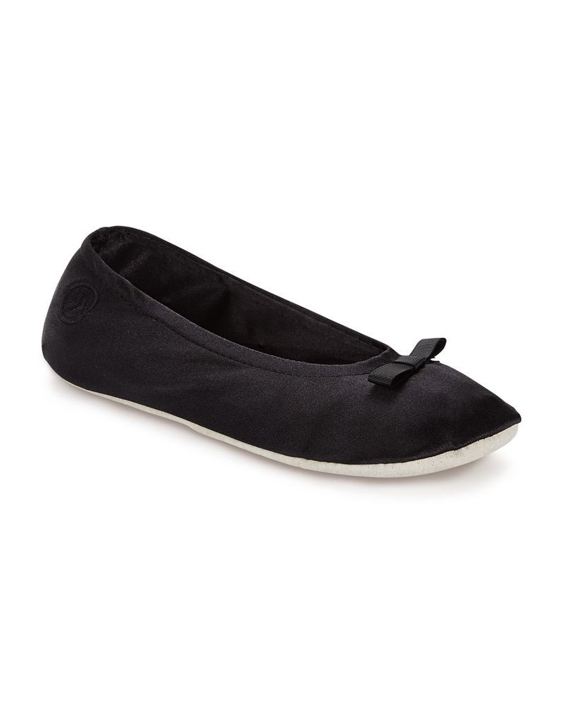 Isotoner Satin Ballerina Slippers Black $16.00 Shoes