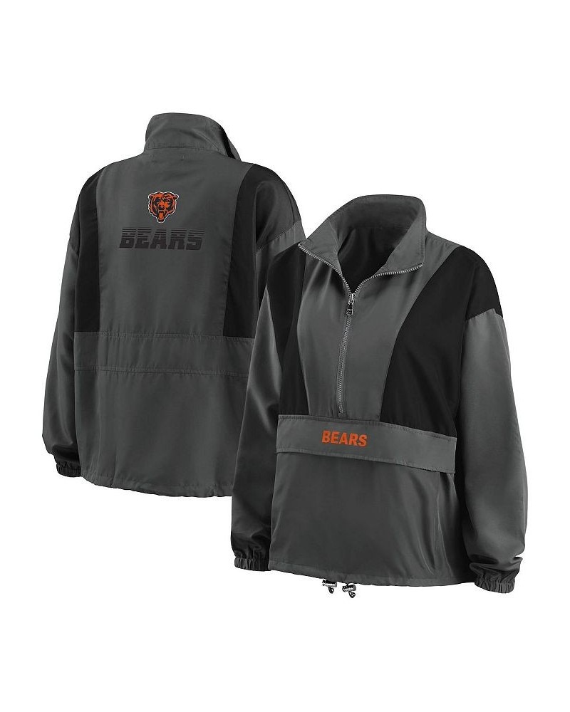 Women's Charcoal Chicago Bears Popover Packable Half-Zip Jacket Charcoal $42.90 Jackets