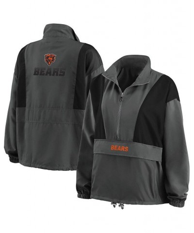 Women's Charcoal Chicago Bears Popover Packable Half-Zip Jacket Charcoal $42.90 Jackets