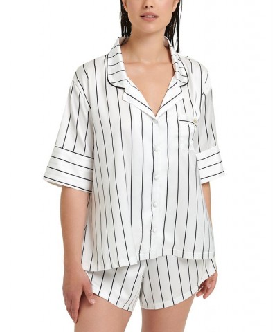 Women's Alma Striped Short Pajamas Set 41685 White/black $32.10 Sleepwear