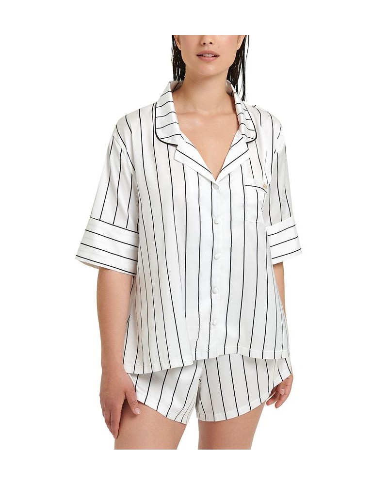 Women's Alma Striped Short Pajamas Set 41685 White/black $32.10 Sleepwear