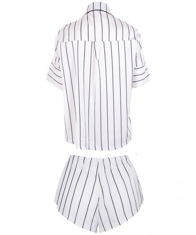 Women's Alma Striped Short Pajamas Set 41685 White/black $32.10 Sleepwear