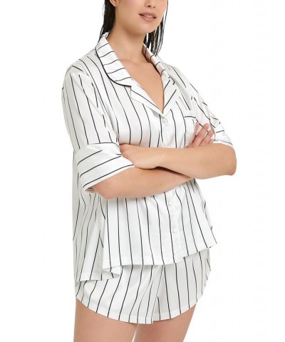 Women's Alma Striped Short Pajamas Set 41685 White/black $32.10 Sleepwear