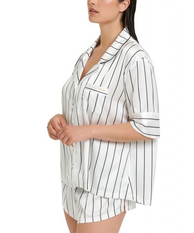 Women's Alma Striped Short Pajamas Set 41685 White/black $32.10 Sleepwear