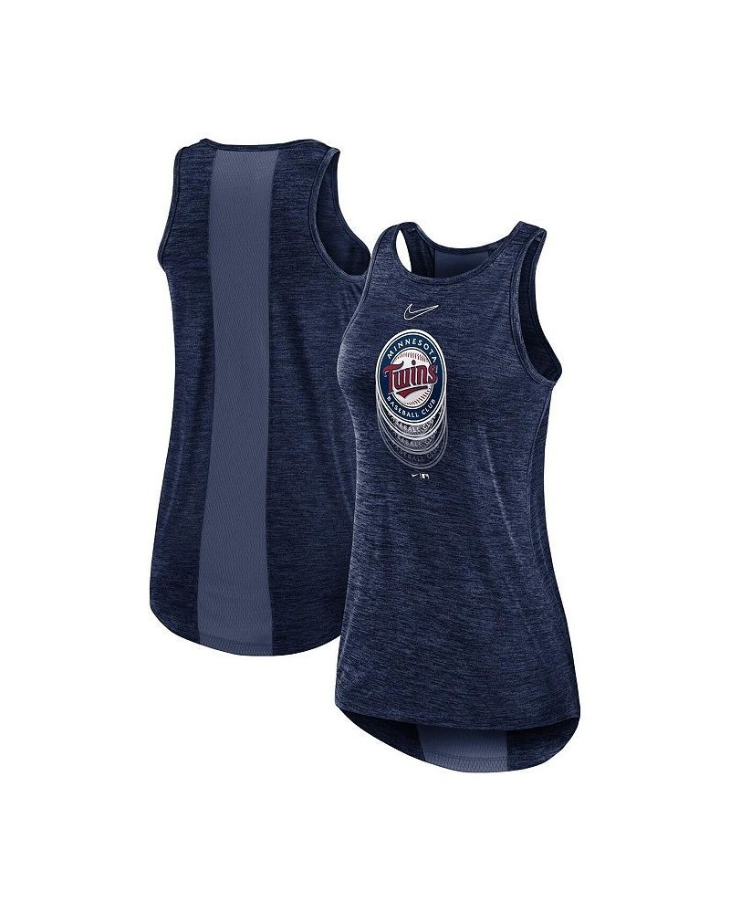 Women's Navy Minnesota Twins Logo Fade High Neck Performance Tank Top Navy $23.00 Tops