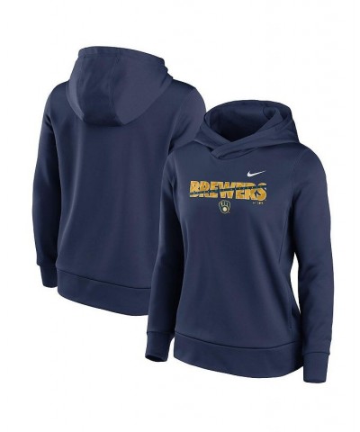 Women's Navy Milwaukee Brewers Club Angle Performance Pullover Hoodie Navy $36.90 Sweatshirts