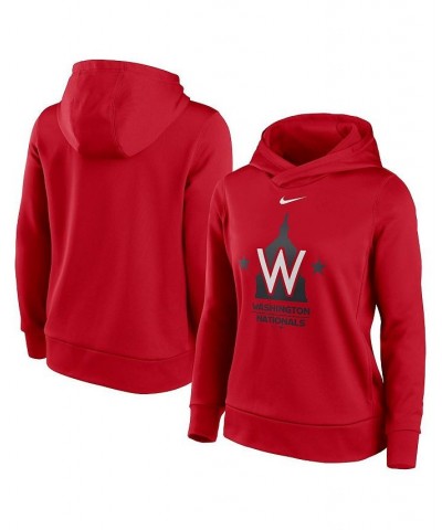 Women's Red Washington Nationals Alternate Logo Performance Pullover Hoodie Red $36.90 Sweatshirts