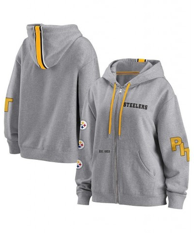 Women's Gray Pittsburgh Steelers Full-Zip Hoodie Gray $46.79 Sweatshirts