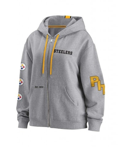 Women's Gray Pittsburgh Steelers Full-Zip Hoodie Gray $46.79 Sweatshirts