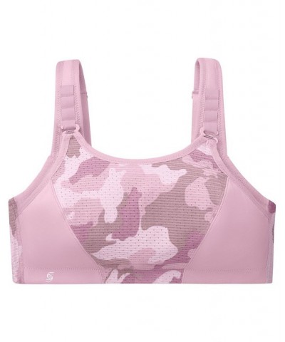 Women's Full Figure Plus Size Adjustable Wirefree Sports Bra Pink $21.91 Bras