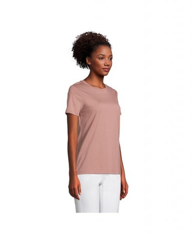 Women's Petite Relaxed Supima Cotton Short Sleeve Crewneck T-Shirt Wood lily medallion tile $24.27 Tops