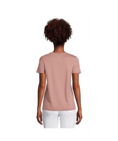 Women's Petite Relaxed Supima Cotton Short Sleeve Crewneck T-Shirt Wood lily medallion tile $24.27 Tops