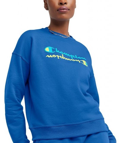 Women's Powerblend Graphic-Print Sweatshirt Blue $19.48 Sweatshirts