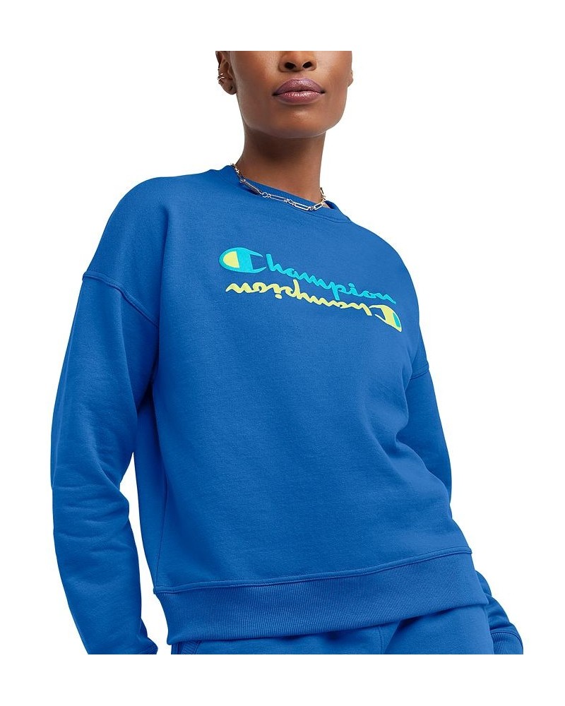 Women's Powerblend Graphic-Print Sweatshirt Blue $19.48 Sweatshirts