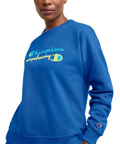 Women's Powerblend Graphic-Print Sweatshirt Blue $19.48 Sweatshirts