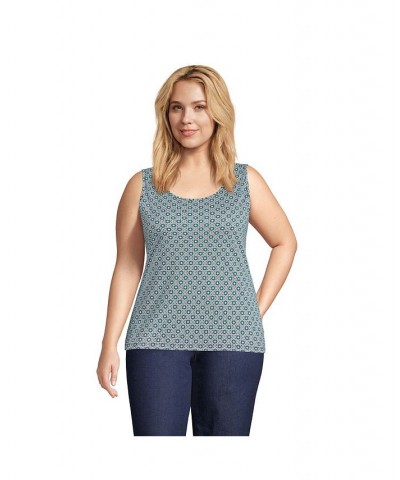 Women's Plus Size Cotton Tank Top Emerald medallion tiles $20.13 Tops