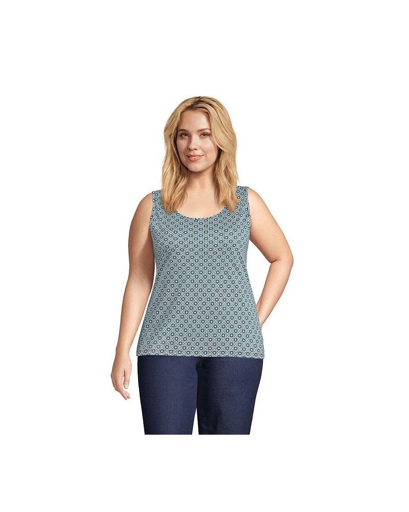 Women's Plus Size Cotton Tank Top Emerald medallion tiles $20.13 Tops