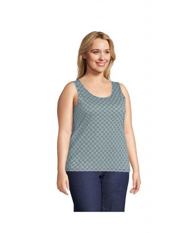 Women's Plus Size Cotton Tank Top Emerald medallion tiles $20.13 Tops