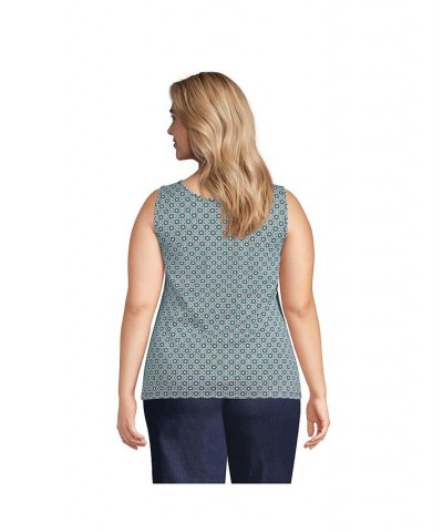 Women's Plus Size Cotton Tank Top Emerald medallion tiles $20.13 Tops