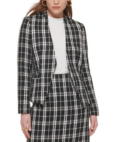 Petite Tweed Angled-Front Open Blazer Black Multi $36.34 Jackets