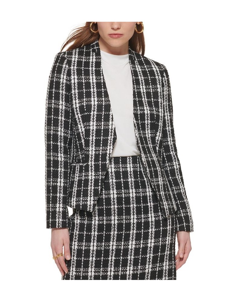 Petite Tweed Angled-Front Open Blazer Black Multi $36.34 Jackets