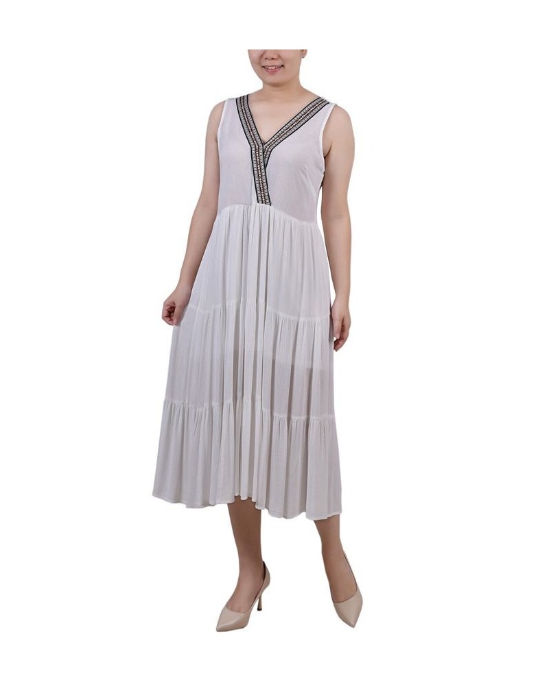 Petite Sleeveless Surplice Tiered Dress White $23.01 Dresses