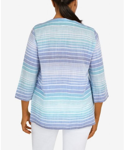 Petite Set Sail Lace Up Stripe Woven Top Multi $34.75 Tops