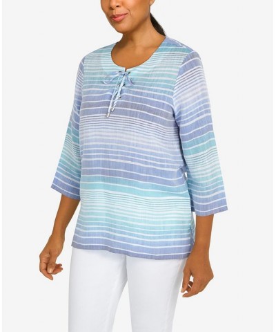 Petite Set Sail Lace Up Stripe Woven Top Multi $34.75 Tops