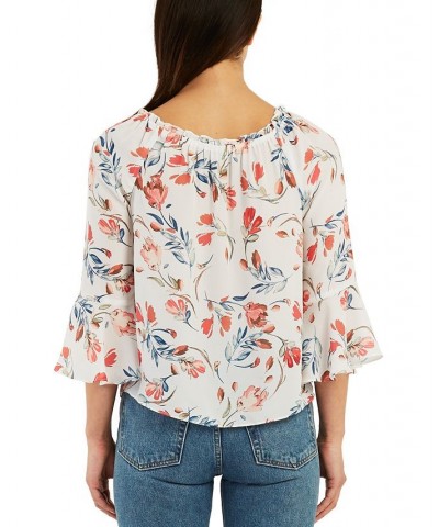 Juniors' Bell Sleeve Floral Blouse Pat A $13.28 Tops