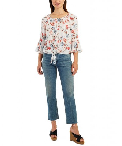 Juniors' Bell Sleeve Floral Blouse Pat A $13.28 Tops