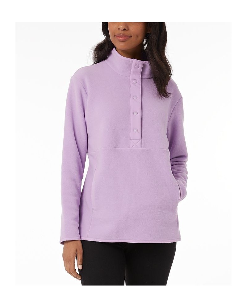 Women's Fleece Half-Snap Top Regal Orchid $12.06 Tops