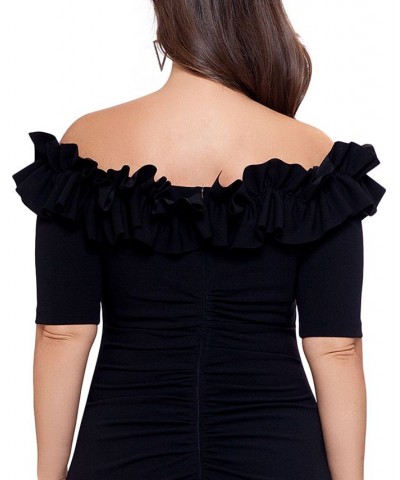 Plus Size Ruffled Off-The-Shoulder Gown Black $101.01 Dresses