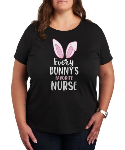 Trendy Plus Size Bunny Graphic T-shirt Black $22.23 Tops