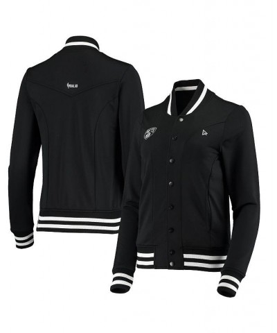 Women's Black Brooklyn Nets Nostalgic Full-Snap Tracksuit Jacket Black $52.80 Jackets