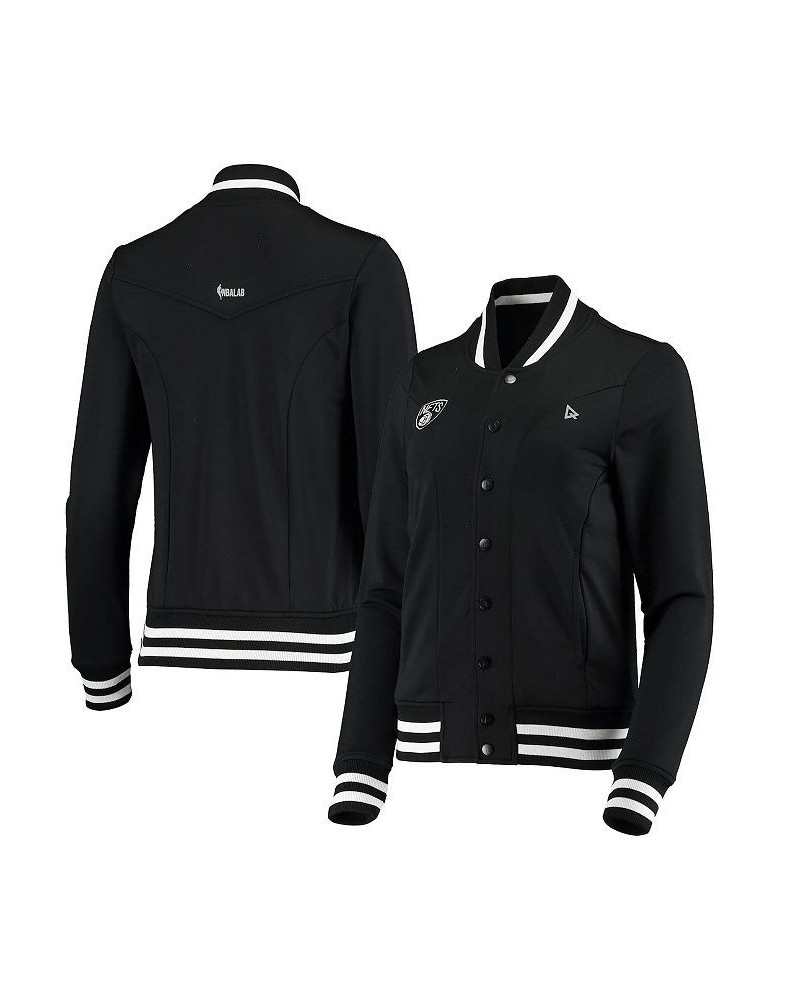 Women's Black Brooklyn Nets Nostalgic Full-Snap Tracksuit Jacket Black $52.80 Jackets