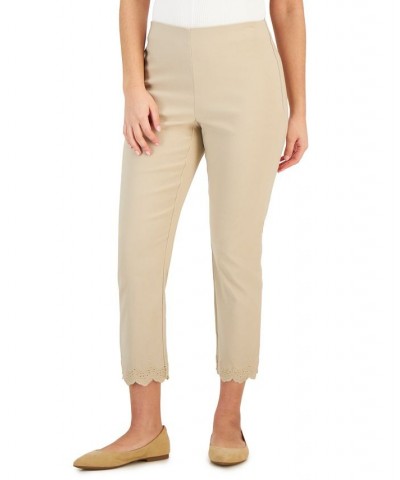 Petite Scallop Trim Cropped Pants Tan/Beige $19.88 Pants