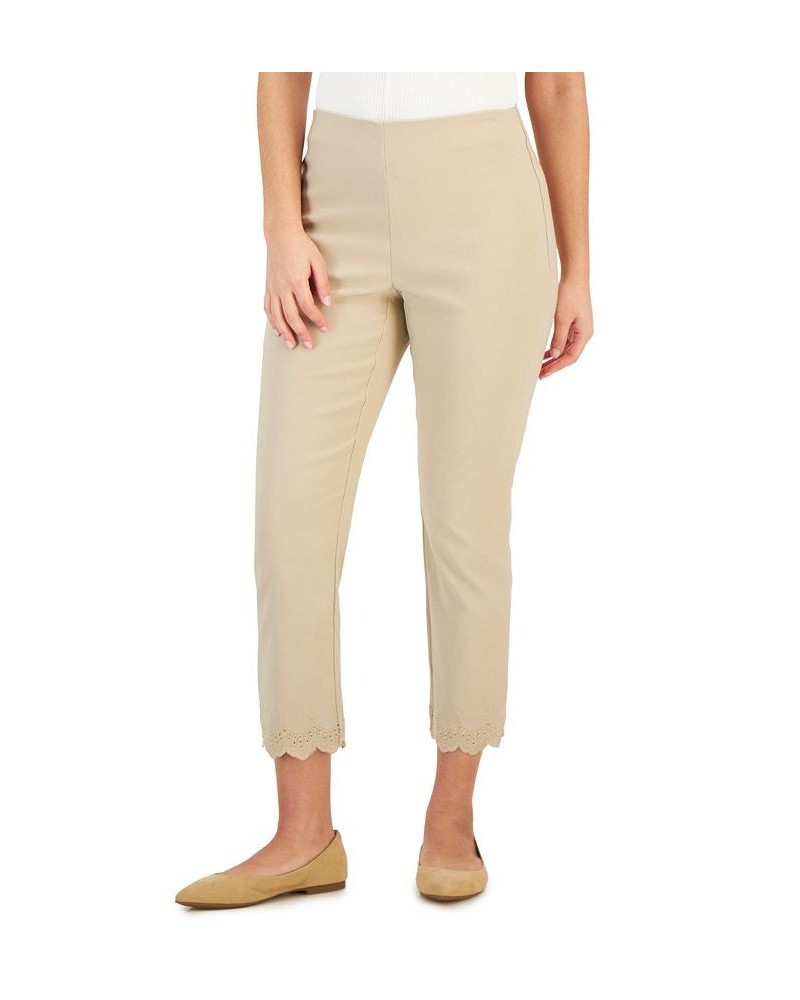 Petite Scallop Trim Cropped Pants Tan/Beige $19.88 Pants